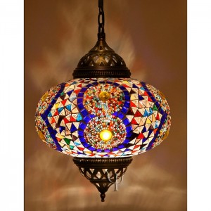 Oval Shape Colorful Mosaic Design Ottoman Hanging Lamp