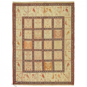 Silk Soumak Kilim- 3.5'X4.7'/1.1X1.4 Mt.