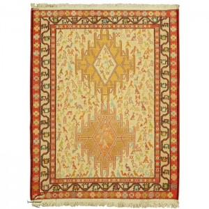 Silk Soumak Kilim- 2.5'X3.1'/0.8X0.9 Mt.