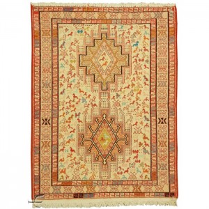 Silk Soumak Kilim- 2.4'X3.1'/0.7X0.9 Mt.