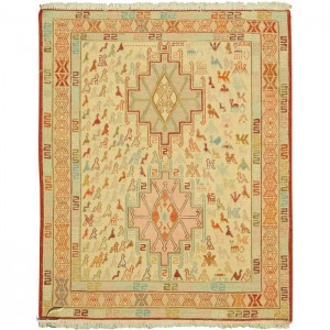 Silk Soumak Kilim- 2.4'X3.1'/0.7X1 Mt.