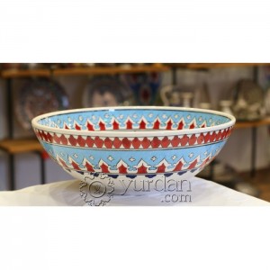 Turkish Iznik Design Ceramic Bowl-Classical Iznik-Hand Painted Turkish Pottery-Decorative Ceramic Bowl-12''/30cm