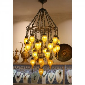 Pyrex Glass Ottoman Chandelier with 25 Globes