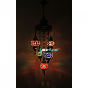 Mosaic Chandelier with 5 Globes