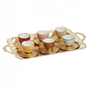 Luxury Gold Color Coffee Set with Tray