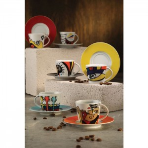 Porcelain Coffee Cup Set - Pikasso