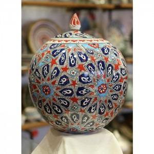 Iznik Ceramic Jar with Lid-Seljuk-14''/35cm Height