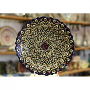 12''/30cm Hand Painted  Turkish Iznik Ceramic Plate with Classical Design in Navy Blue