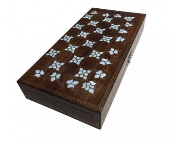 Mother of Pearl Intarsia Backgammon & Checkers Box Set