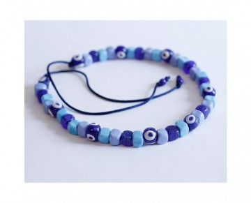 Turkish Evil Eye Necklace with Blue beads